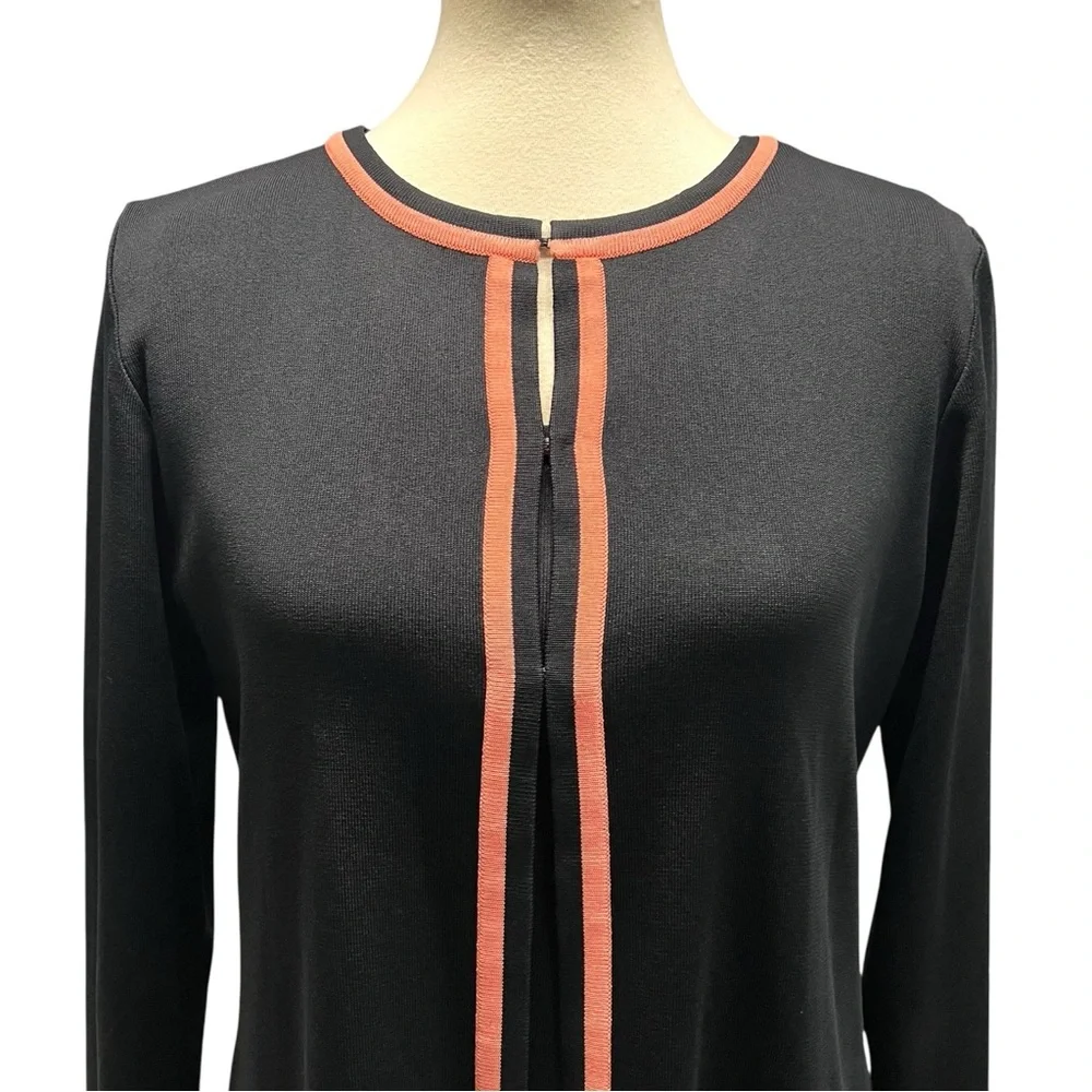 Misook 2 Piece Black Tank & Jacket Coral Trim Women’s Small/Medium - Picture 3 of 12